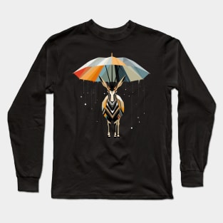 Gemsbok Rainy Day With Umbrella Long Sleeve T-Shirt